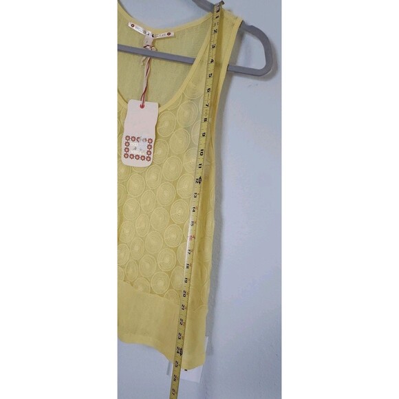 Chelsea & Violet Yellow Sleeveless Sheer Top Woman's Large - Cotton/poly NEW - Picture 4 of 6